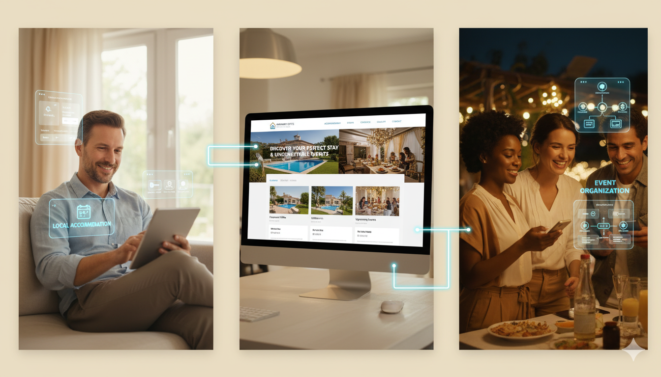 Website de e-commerce de moda exibido num portátil sobre uma mesa de madeira